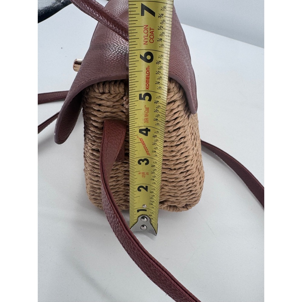 Primark Woven Straw Wicker Crossbody Bag Purse Brown Faux Leather Trim Boho - Picture 13 of 13